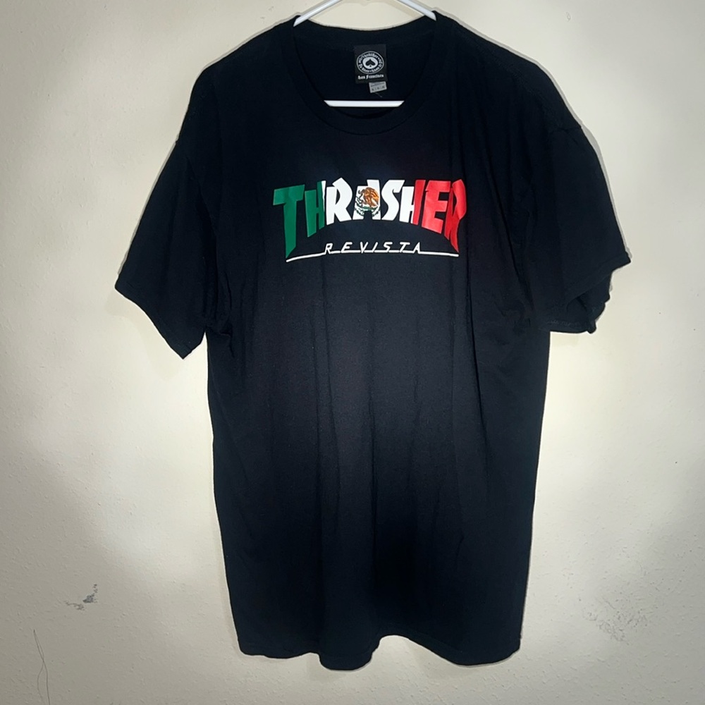 Thrasher black shirt Mexican flag
